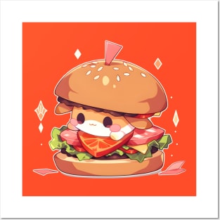 Super Kawaii Chibi Burger Kun - Cute Food Art Posters and Art